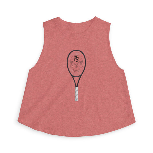 Tennis Racket Crop Top — Minimalist Sports Graphic Women's Crop Tank