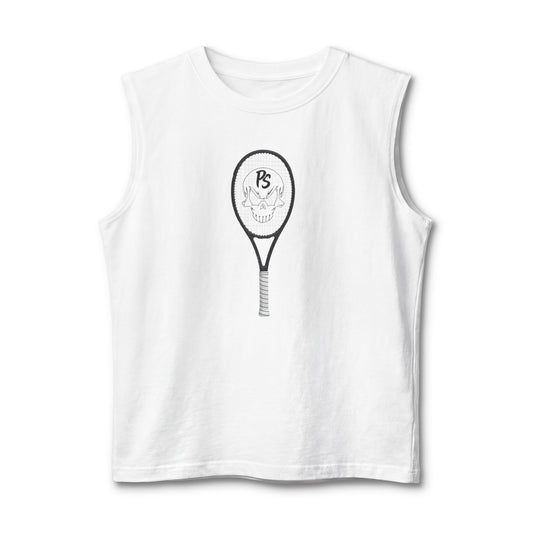 Tennis Racket Muscle Tank — Minimal Sketch Graphic