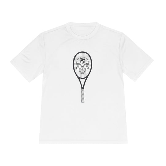Tennis Racket Skull Tee — Moisture-Wicking Athletic Shirt