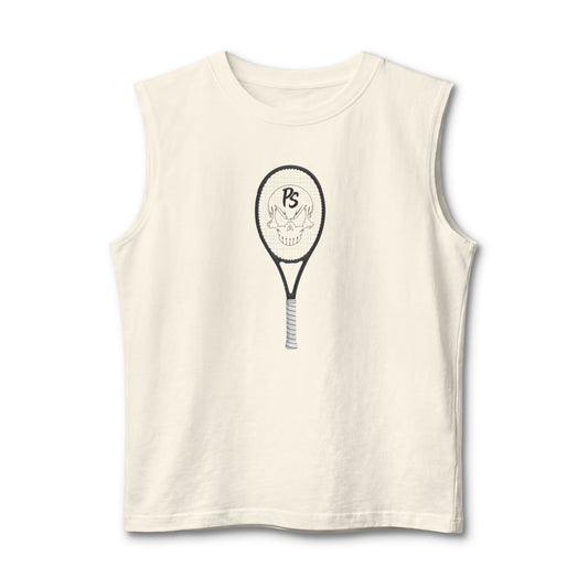 Tennis Racket Muscle Tank — Minimal Sketch Graphic