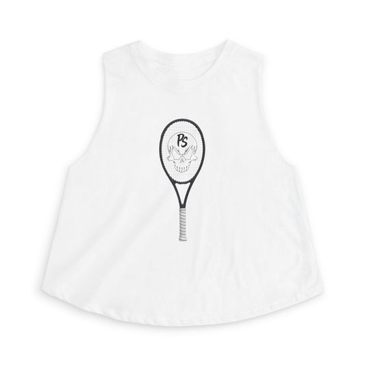 Tennis Racket Crop Top — Minimalist Sports Graphic Women's Crop Tank