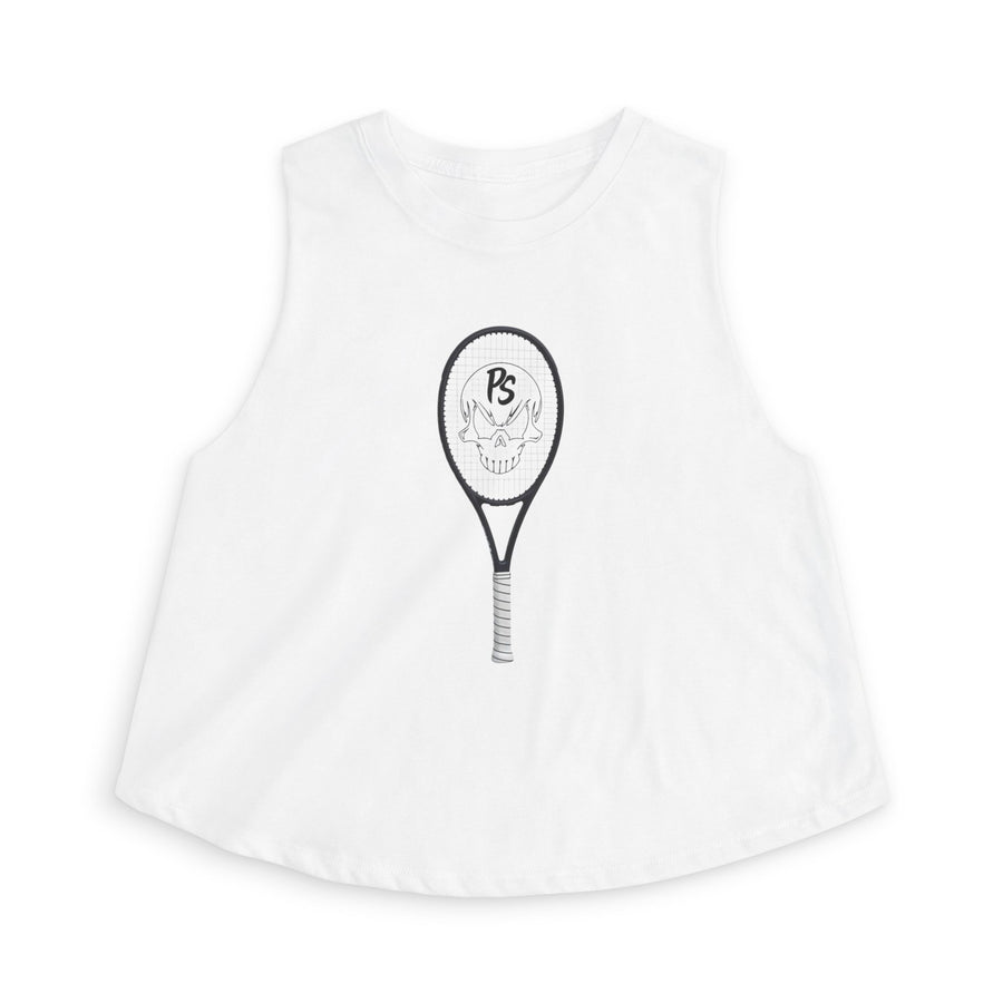 Tennis Racket Crop Top — Minimalist Sports Graphic Women's Crop Tank
