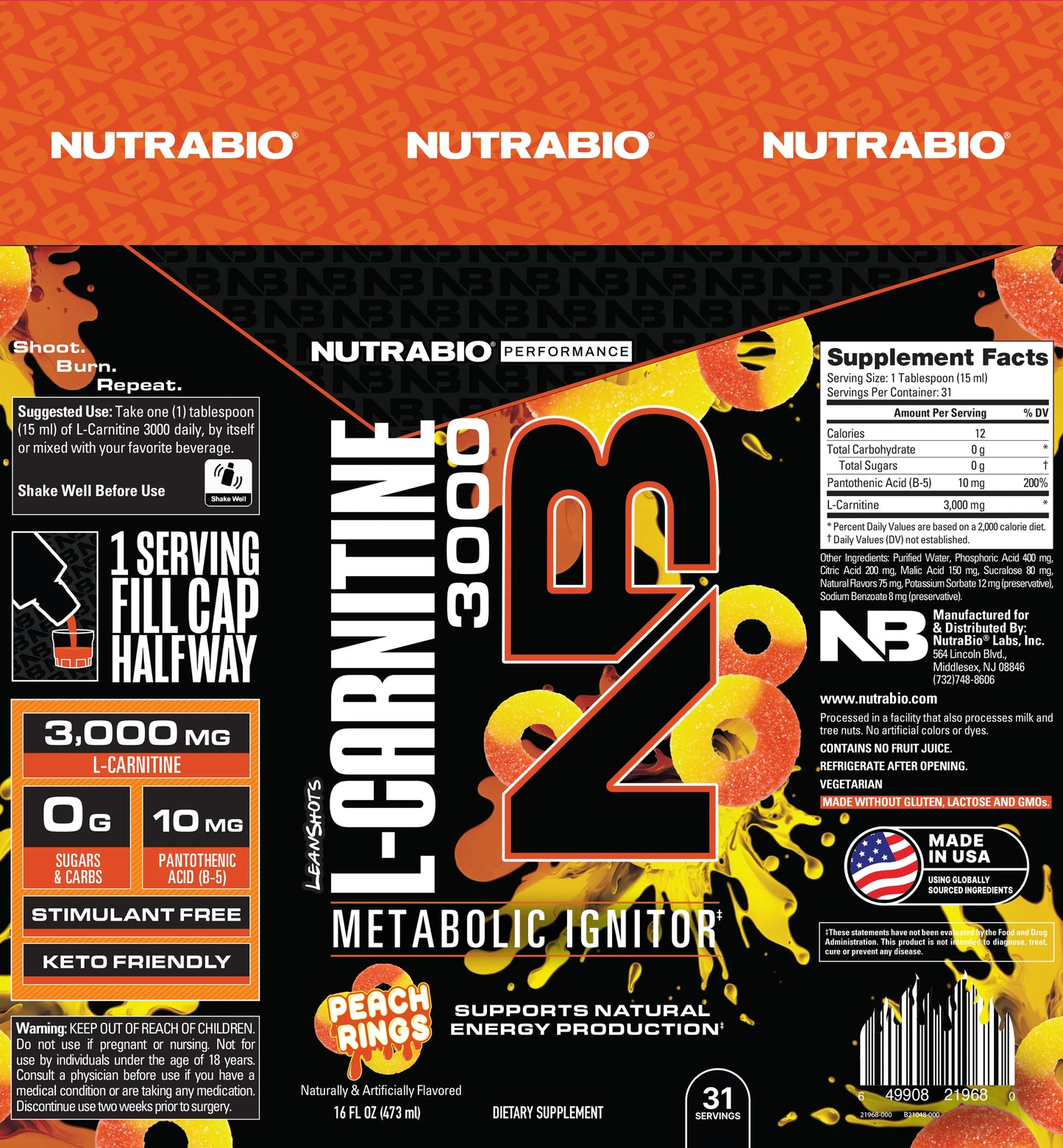 NutraBio LeanShots L-Carnitine